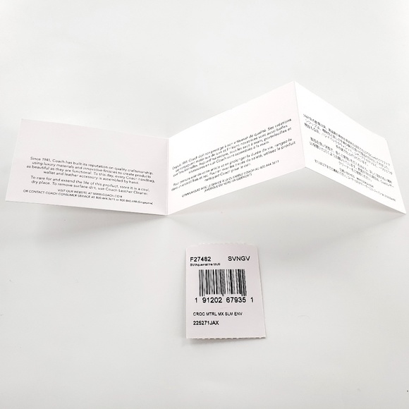 Coach Slim Envelope Clutch Wallet Crocodile Embossed Leather Snap F27482 - Picture 10 of 12